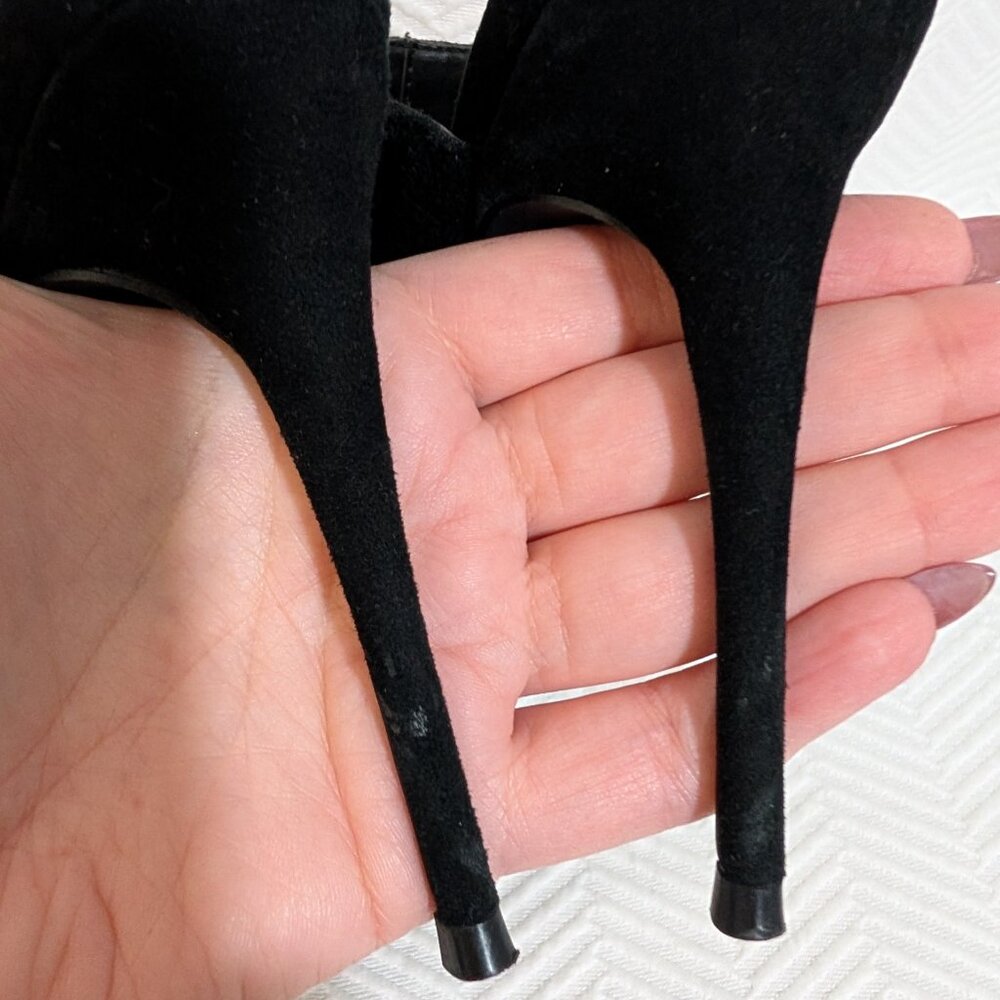 Steve Madden Darlene Black Suede Stiletto Mules Pointy Toe High Heels Size 8 - Picture 10 of 11